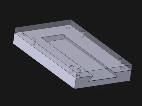 FreeCAD model of the Raspberry Pi 4 mount base plate, with a slot and screw holes